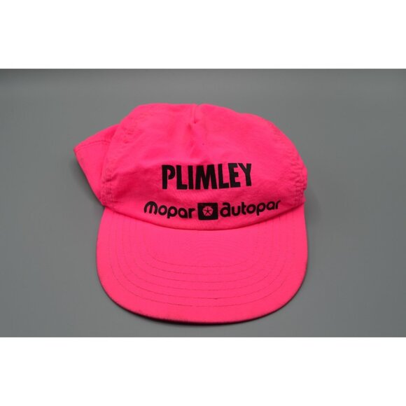 Plimley Mopar Autopar Neon Pink Adjustable Snapback Hat Vtg 100% Nylon - Picture 1 of 9